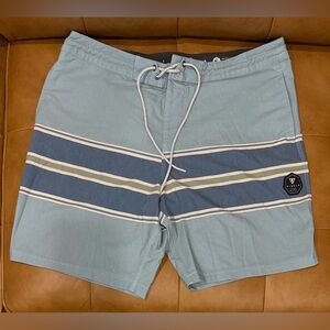 VISSLA Men’s Light Blue Striped Board Shorts, 36 waist